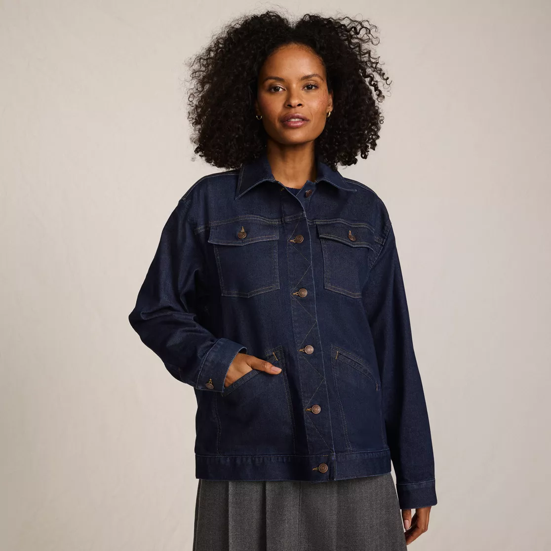 Women's Oversized Denim Trucker Jacket