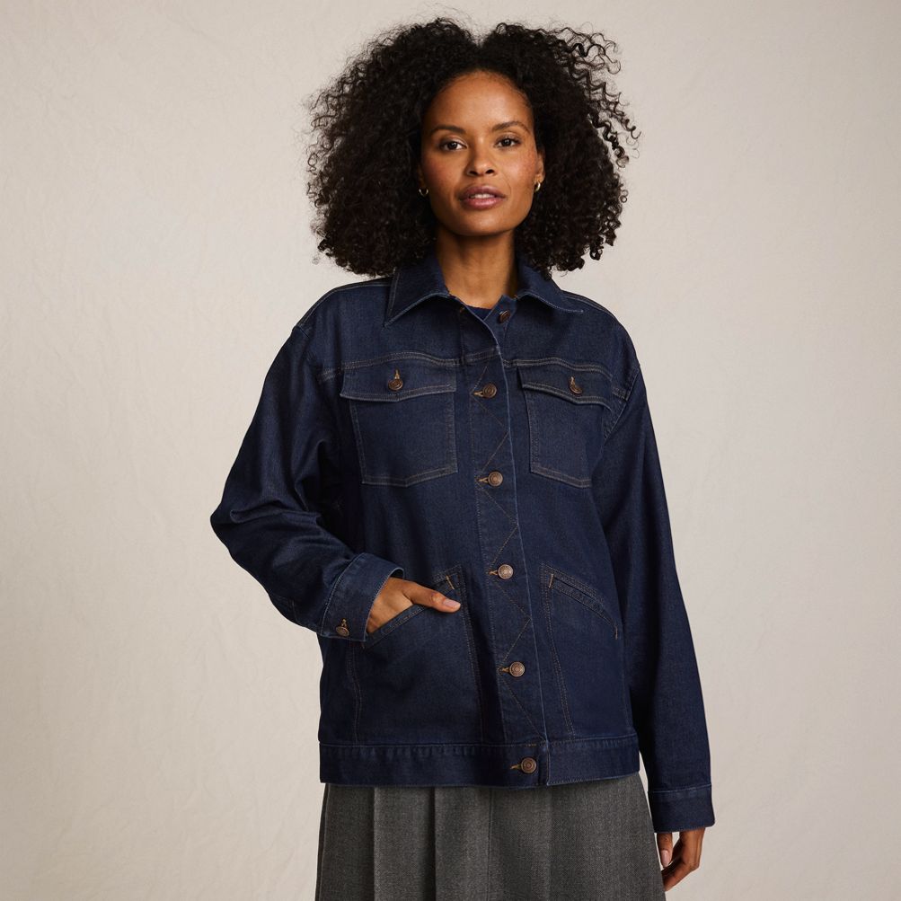 Women's Oversized Denim Trucker Jacket | Lands' End