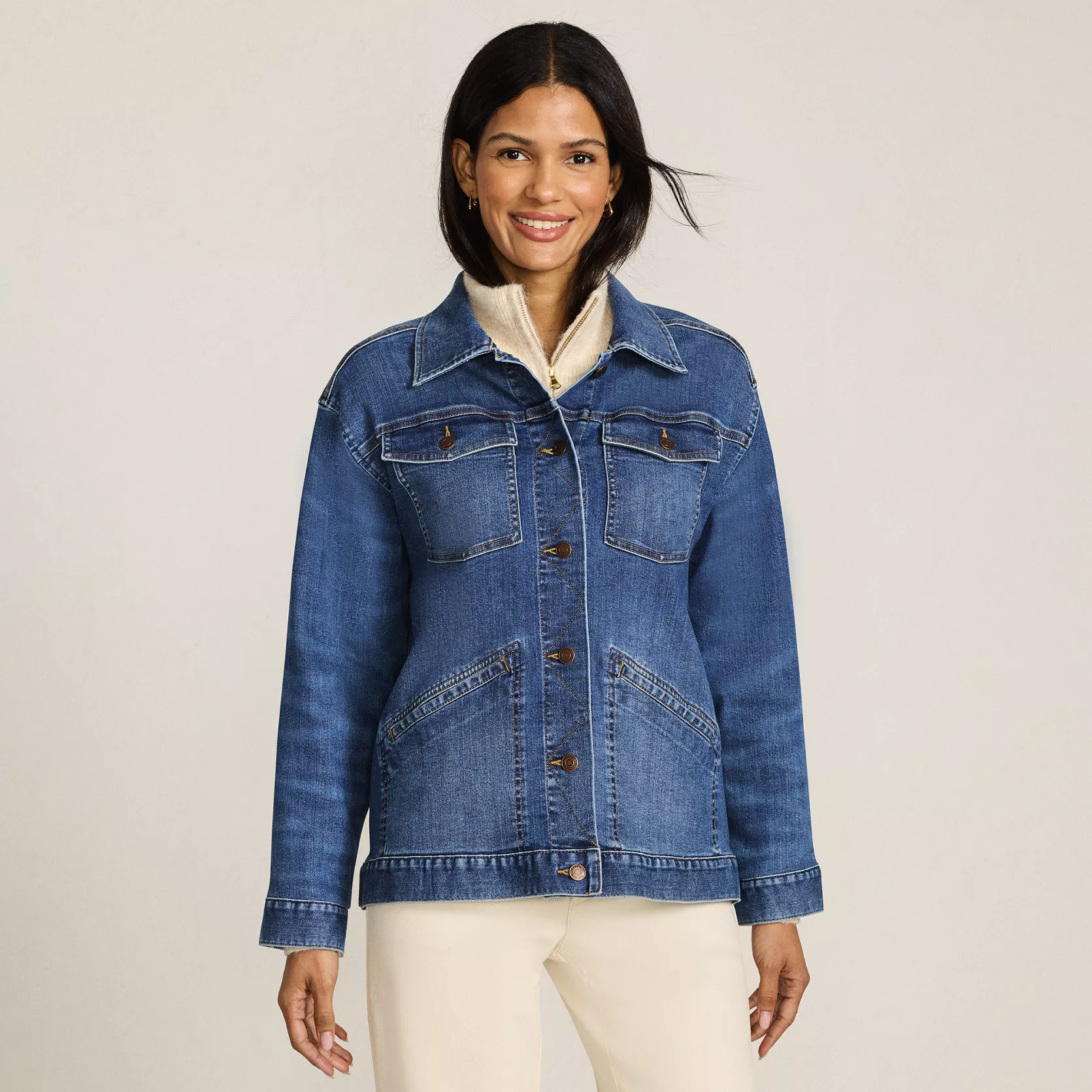 Women's Oversized Denim Trucker Jacket