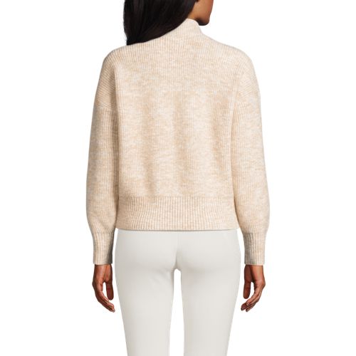  Lands' End Flauschiger Troyer-pullover, Damen, Größe:32-34 Regular, Weiß, Elasthan/polyester-mischung/nylon-mischung, By Lands' End 
