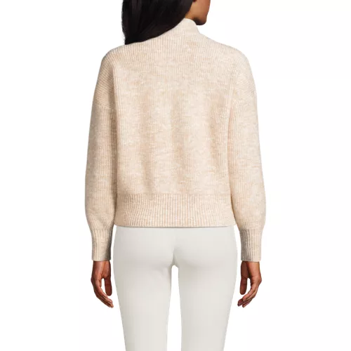 Women's Fuzzy Wedged Quarter Zip Sweater, Back