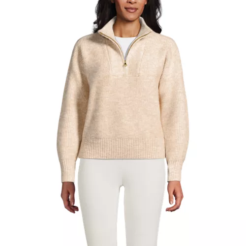 Women's Fuzzy Wedged Quarter Zip Sweater, Front