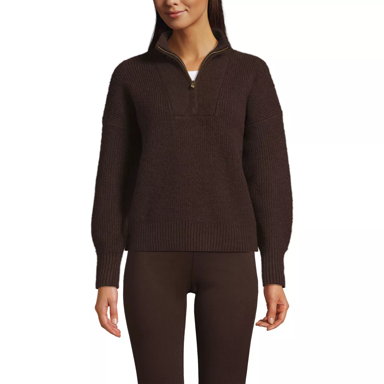 Women's Fuzzy Wedged Quarter Zip Sweater