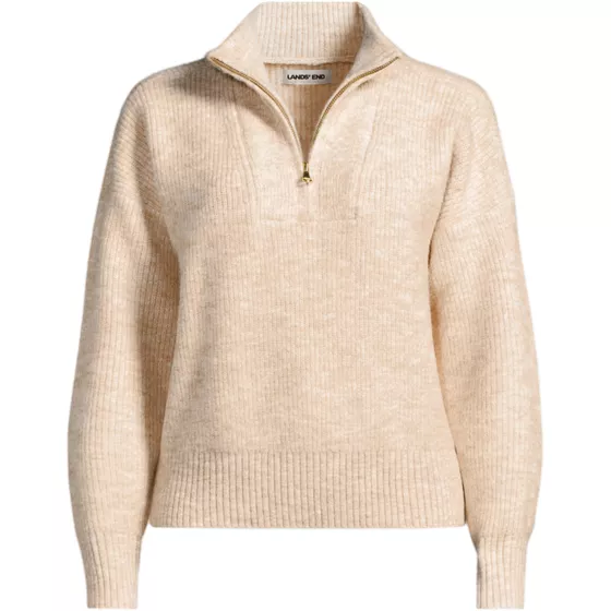 Women's Fuzzy Wedged Quarter Zip Sweater - primary