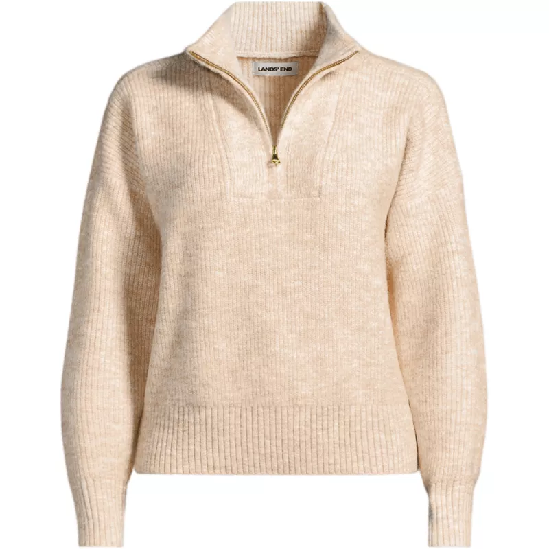 Women's Fuzzy Wedged Quarter Zip Sweater, Front