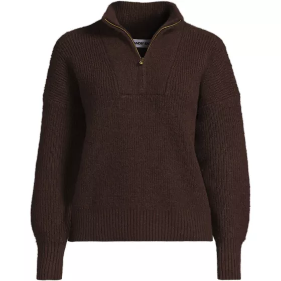 Women's Fuzzy Wedged Quarter Zip Sweater - primary