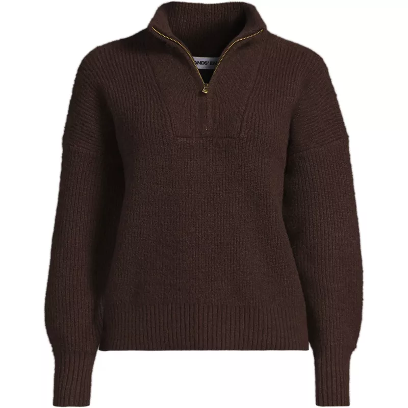 Women's Fuzzy Wedged Quarter Zip Sweater, Front
