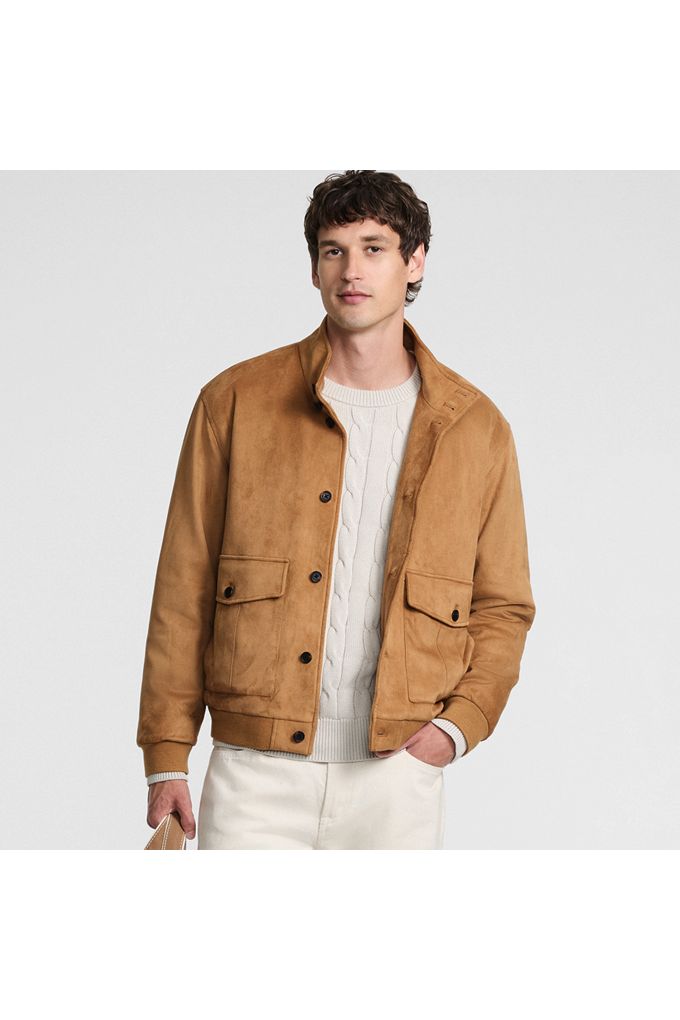 Men's Faux Suede Jacket - Lands' End - Tan - XXL