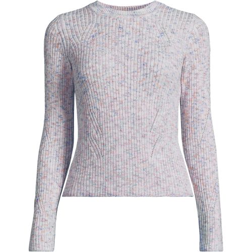 Women's Cotton Blend Marl Ribbed Crew Neck Sweater, Front