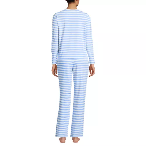 Women's Knit 2 Piece Pajama Set - Long Sleeve Top and Pants, Back
