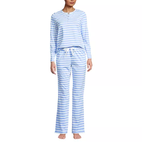 Women's Knit 2 Piece Pajama Set - Long Sleeve Top and Pants, Front