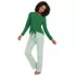 Women's Petite Knit 2 Piece Pajama Set - Long Sleeve Top and Pants, Front