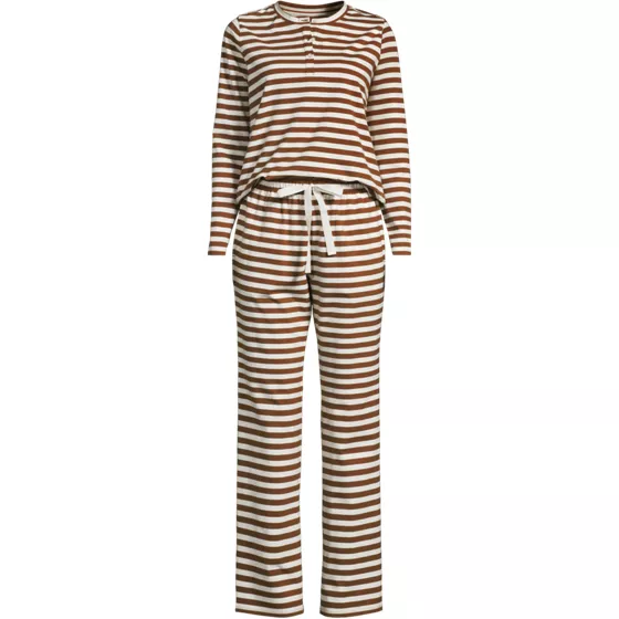 Women's Knit 2 Piece Pajama Set - Long Sleeve Top and Pants - primary