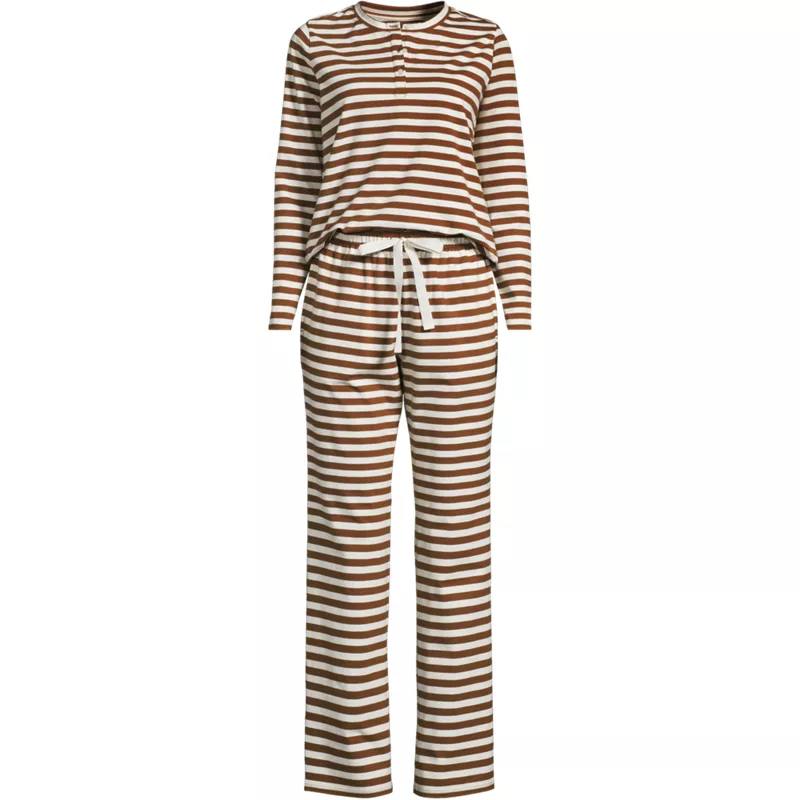 Women's Knit 2 Piece Pajama Set - Long Sleeve Top and Pants, Front