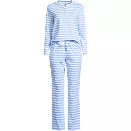 Women's Knit 2 Piece Pajama Set - Long Sleeve Top and Pants, Front