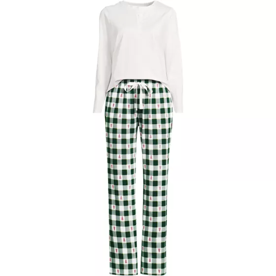 Women's Knit 2 Piece Pajama Set - Long Sleeve Top and Pants - primary