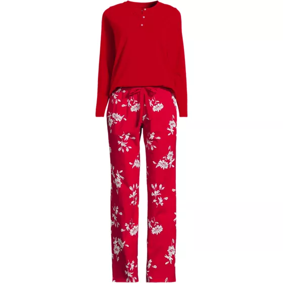 Women's Knit 2 Piece Pajama Set - Long Sleeve Top and Pants - primary