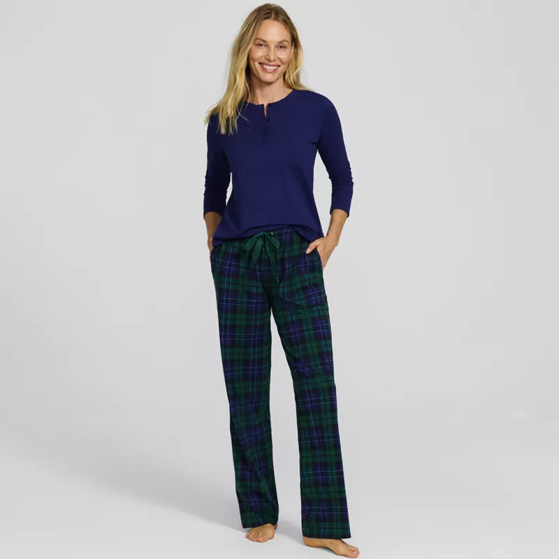 Women's Knit 2 Piece Pajama Set - Long Sleeve Top and Pants, alternative image