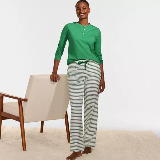 Women's Knit 2 Piece Pajama Set - Long Sleeve Top and Pants - primary