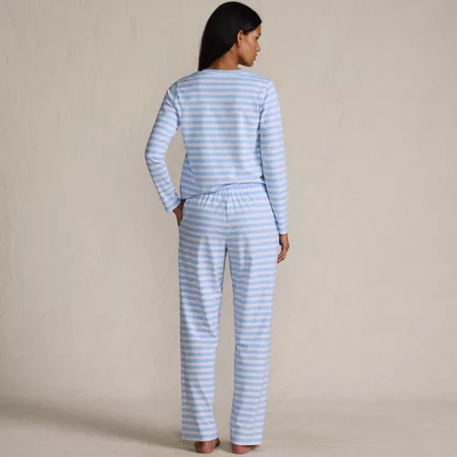 Women's Knit 2 Piece Pajama Set - Long Sleeve Top and Pants, Back