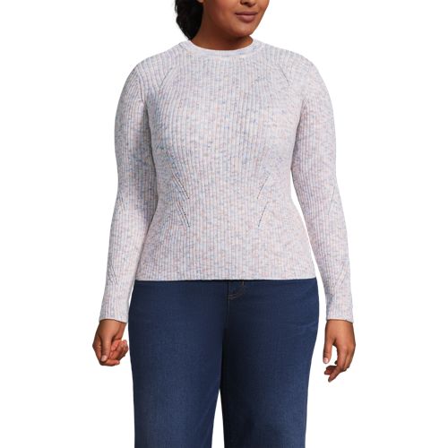  Lands' End Rippstrick-pullover Aus Baumwollmix, Damen, Größe:48-50 Plus, Orange, Polyacryl/viskose/baumwoll-mischung, By Lands' End 