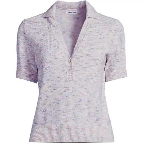 Women's Cotton Blend Short Sleeve Polo Sweater, Front