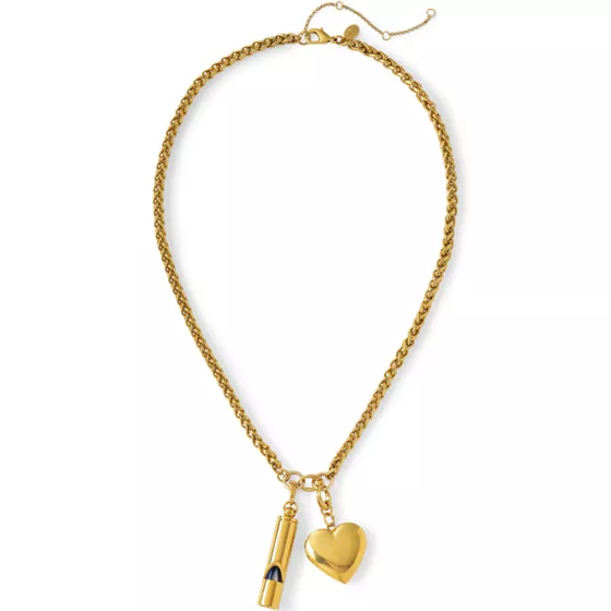 Water-Resistant Link Heart Y Necklace - primary