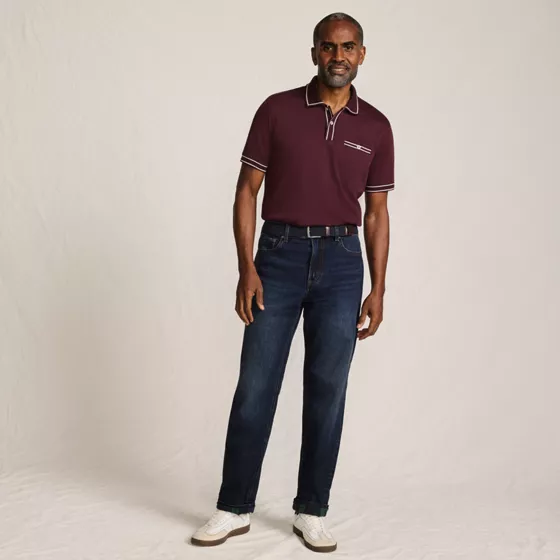 Men's Stretch Comfort Waist Easy Classic Fit Flannel Lined Jean - primary