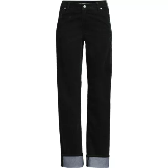Women's Plus Size Flocked Denim Mid Rise Relaxed Straight Leg Cuff Jeans - primary