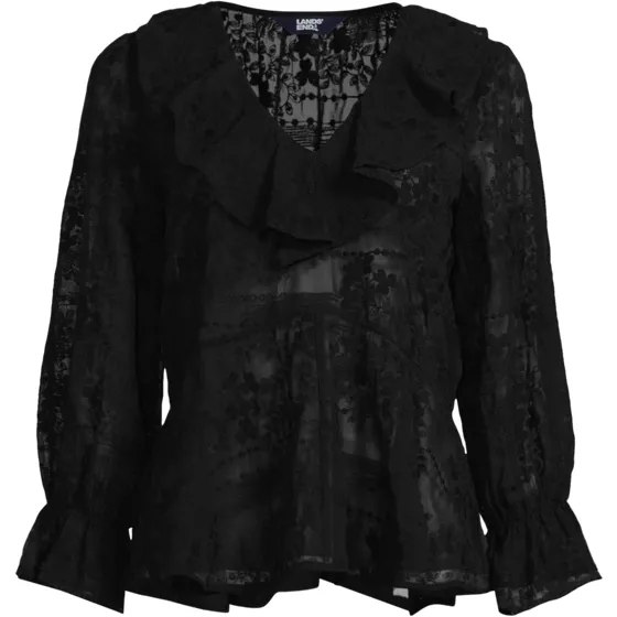 Women's Feminine Ruffle Chiffon V-neck Blouse - primary
