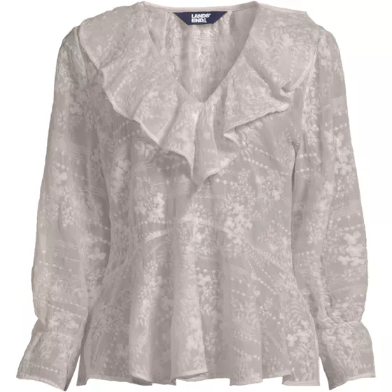 Women's Feminine Ruffle Chiffon V-neck Blouse - primary