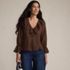 Women's Feminine Ruffle Chiffon V Neck Blouse, alternative image