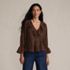 Women's Feminine Ruffle Chiffon V Neck Blouse, Front