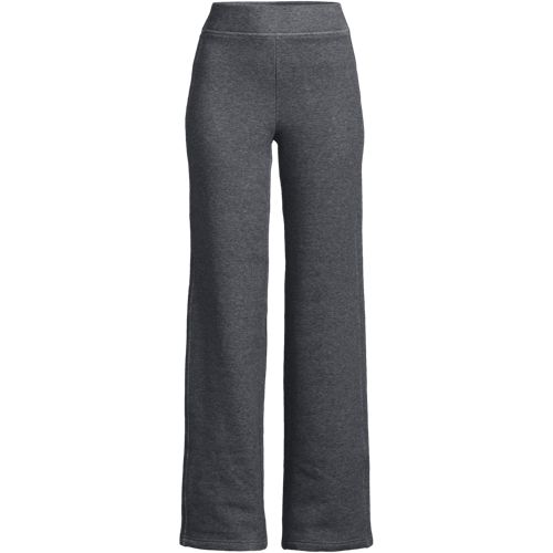Serious Sweats Fleece Lined Straight Leg Trousers, Women, size: M, regular, Grey, Cotton-blend/Poly-blend, by Lands' End