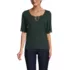 Women's Elbow Sleeve Slub Lace Trim T-Shirt, Front