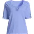 Women's Elbow Sleeve Slub Lace Trim T-Shirt, Front