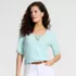 Women's Elbow Sleeve Slub Lace Trim T-Shirt, alternative image