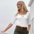 Women's Elbow Sleeve Slub Lace Trim T-Shirt, alternative image