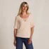 Women's Elbow Sleeve Slub Lace Trim T-Shirt, Front