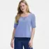 Women's Elbow Sleeve Slub Lace Trim T-Shirt, Front