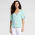 Women's Elbow Sleeve Slub Lace Trim T-Shirt, Front