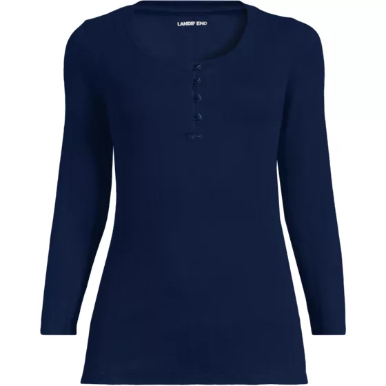 Women's 3/4 Sleeve Variegated Micro Rib Henley - primary