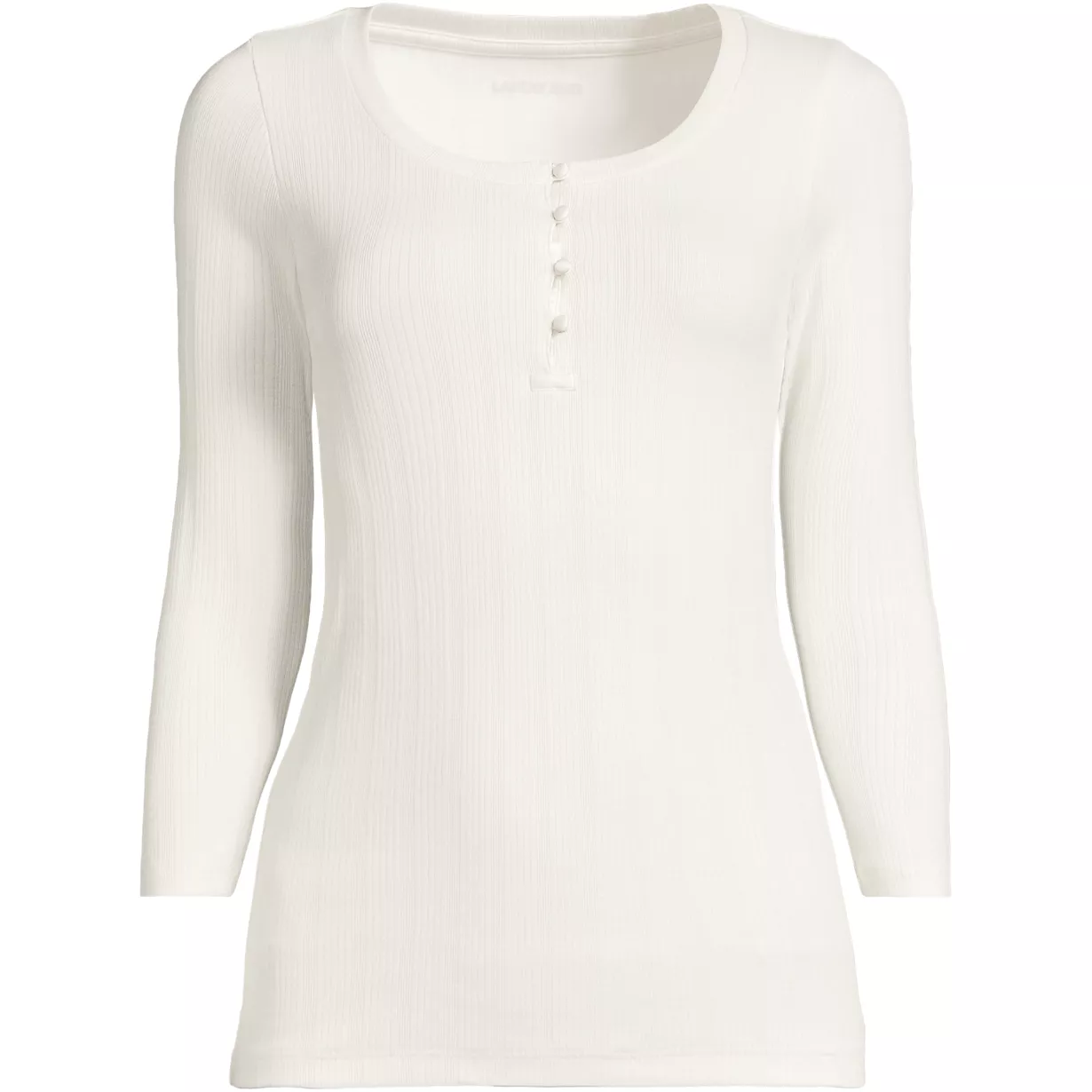 Women's 3/4 Sleeve Variegated Micro Rib Henley