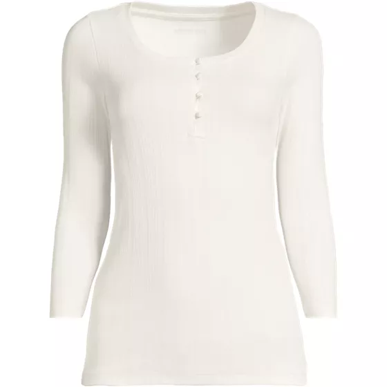 Women's Plus Size 3/4 Sleeve Variegated Micro Rib Henley - primary