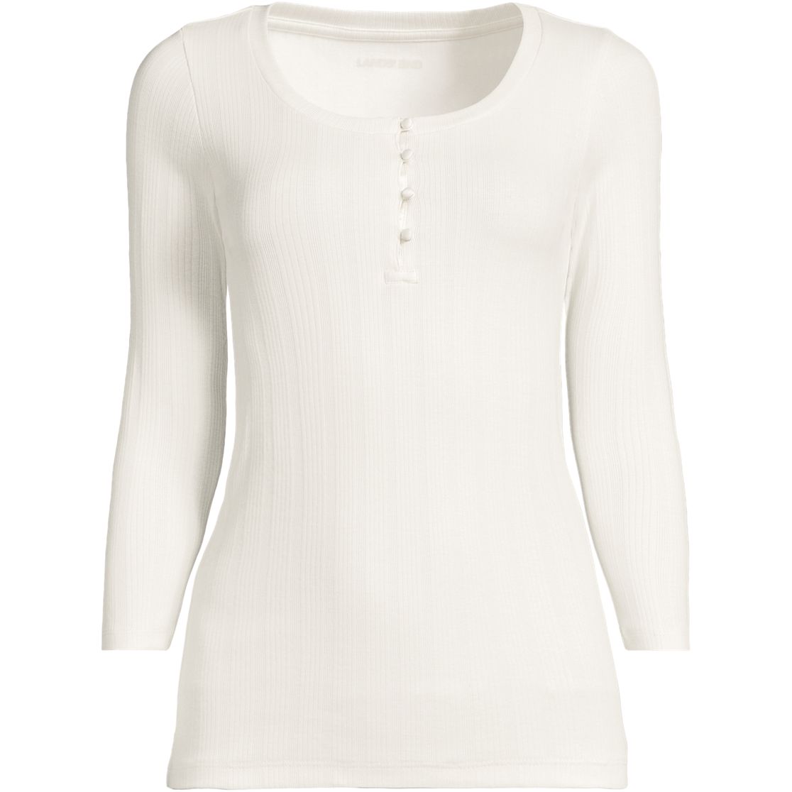 Women's 3/4 Sleeve Variegated Micro Rib Henley