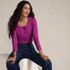 Women's 3/4 Sleeve Variegated Micro Rib Henley, alternative image
