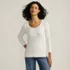 Women's 3/4 Sleeve Variegated Micro Rib Henley, Front
