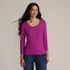 Women's 3/4 Sleeve Variegated Micro Rib Henley, Front