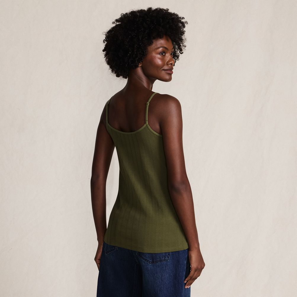 Women's Variegated Micro Rib Lace Trim Cami | Lands' End