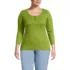 Women's Plus Size 3/4 Sleeve Variegated Micro Rib Henley, Front